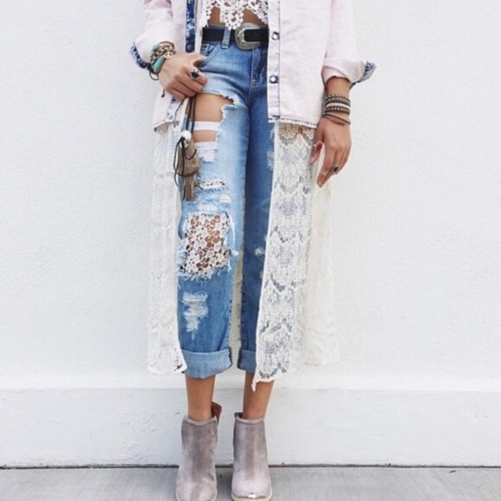 LF Carmar Dillon Distressed Lace Boyfriend Jeans